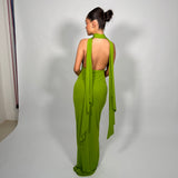 RAT AND BOA (Green) Daria cross tie up maxi