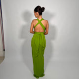 RAT AND BOA (Green) Daria cross tie up maxi