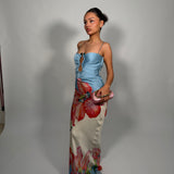 REBECCA VALLANCE (blue/orange) Orchid Oasis flower gown