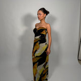 REBECCA VALLENCE (yellow/black) Petal strapless gown