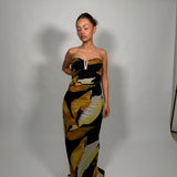 REBECCA VALLENCE (yellow/black) Petal strapless gown