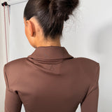 MANIERE DE VOIR (brown) Diane draped long sleeve mini