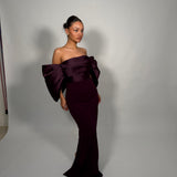 SOLACE LONDON (wine/burgundy) Arla off shoulder gown