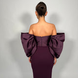 SOLACE LONDON (wine/burgundy) Arla off shoulder gown