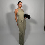 MAYGEL CORONAL (sage green) Alquima  ruched flower midi
