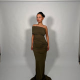ENTIRE STUDIOS (caper/light green) Pillar off the shoulder gown