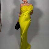 RACHEL GILBERT (Lime) Eyelar Silk Strapless Gown