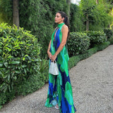 LIDEE (blue/green) Opera Capri halter neck gown