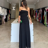 BY NICOLA (black) Fiesta off shoulder maxi