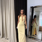MISHA (yellow/butter) Alusia halter Maxi