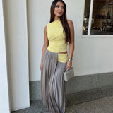 BEC AND BRIDGE (citrus yellow/grey) Serene Boatneck mesh maxi