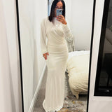 CHRISTOPHER ESBER (white) Side Cowl long sleeve maxi