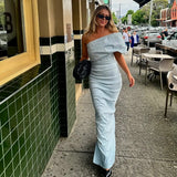 RACHEL GILBERT (baby blue) Kat one shoulder maxi