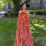 AJE (Peach/apricot) Pandorea halter frill maxi