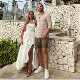 AJE (white) Mika draped halter maxi