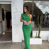 SIR THE LABEL (green) Giacomo gathered one shoulder maxi