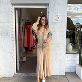 CHRISTOPHER ESBER Ruched Shirt Dress Closed Tummy (Beige)