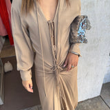 CHRISTOPHER ESBER Ruched Shirt Dress Closed Tummy (Beige)
