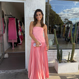 ACLER (pink) Brayswick pleated strapless midi