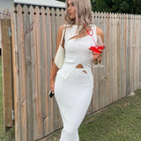 HENNE (white) ribbed skirt set