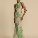 ARCINA ORI (green/baby pink) Josefine halter gown