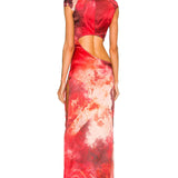 KIM SHUI (red) Qi Pao cut out gown