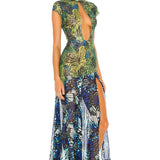 KIM SHUI (blue/green) Butterfly lace midi