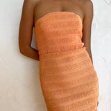LIDEE (orange) Aurore crepe strapless midi