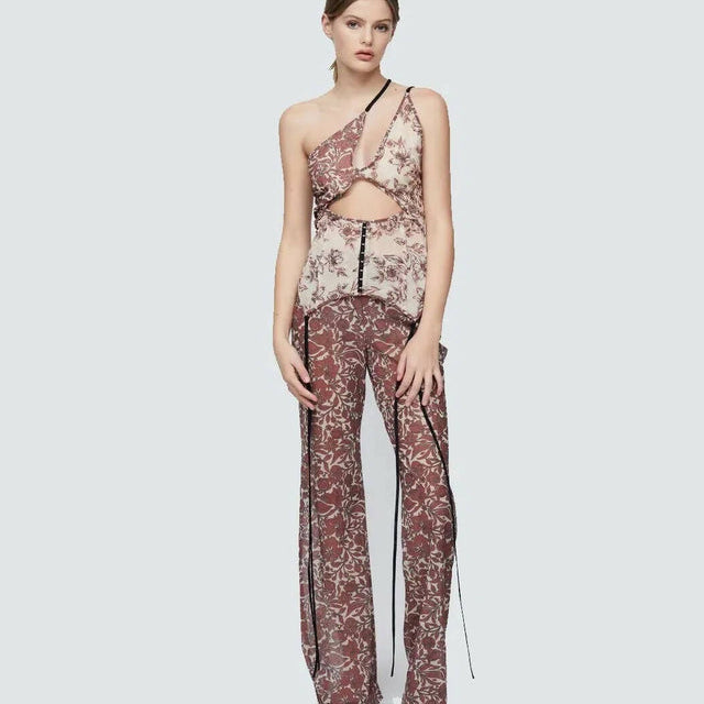 BEC AND BRIDGE (burgundy floral) Nova Top & Pants Hippy mesh set