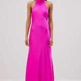 MISHA (pink) Evianna Bow Backless Satin Gown