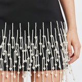 ODD MUSE (BLACK) Pearl drop sleeveless mini