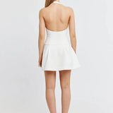 ODD MUSE (white) drop hem halter mini