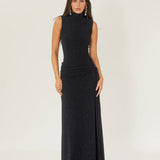 ARCINA ORI (navy) MONICA high neck drape maxi
