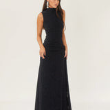 ARCINA ORI (navy) MONICA high neck drape maxi