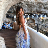 MENTI (blue/white) Iris Floral maxi