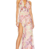 NBD (floral) Divya halter frill maxi