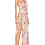 NBD (floral) Divya halter frill maxi
