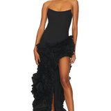 NBD (black) Arabella strapless frill gown
