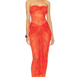 NATALIE ROLT (orange/red) Naomi lace gathered maxi