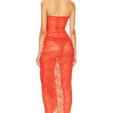 NATALIE ROLT (orange/red) Naomi lace gathered maxi