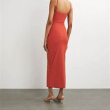 CHRISTOPHER ESBER (brick/rust orange) Pierced Three Orbit Column Midi