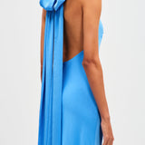 MISHA (Lapis Blue) Evianna halter bow gown