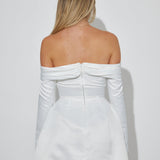 ODD MUSE (white) Bardot off the shoulder long sleeve mini