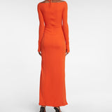 DION LEE (orange/red) Mobius slit long sleeve halter neck maxi