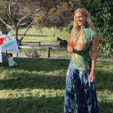 KIM SHUI (blue/green) Butterfly lace midi