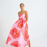 PASDUCHAS (pink/red flower) Pippa strapless midi
