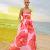 PASDUCHAS (pink/red flower) Pippa strapless midi