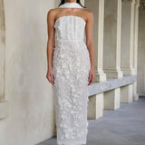 ELIYA THE LABEL Paulina Embellished Strapless Dress (white)