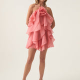 AJE (peach/coral) Panorea layered frill halter mini