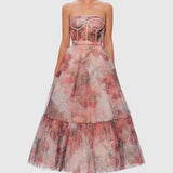LEO LIN (pink) Rae bustier corset midi